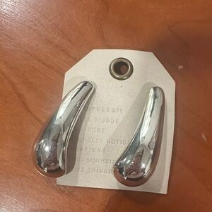 Anthropologie Silver Teardrop Statement Earrings